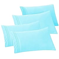 Elegant Comfort 4-PACK Solid Pillowcases 1500 Thread Count Egyptian Quality - Easy Care, Smooth Weave, Wrinkle and Stain Resistant, Easy Slip-On, 4-Piece Set, Standard/Queen Pillowcase, Aqua