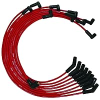 52074 Ultra Series Red Spark Plug Wires, Ford 351C/393/429/460, 135 Degree Plug Ends, HEI Distributor
