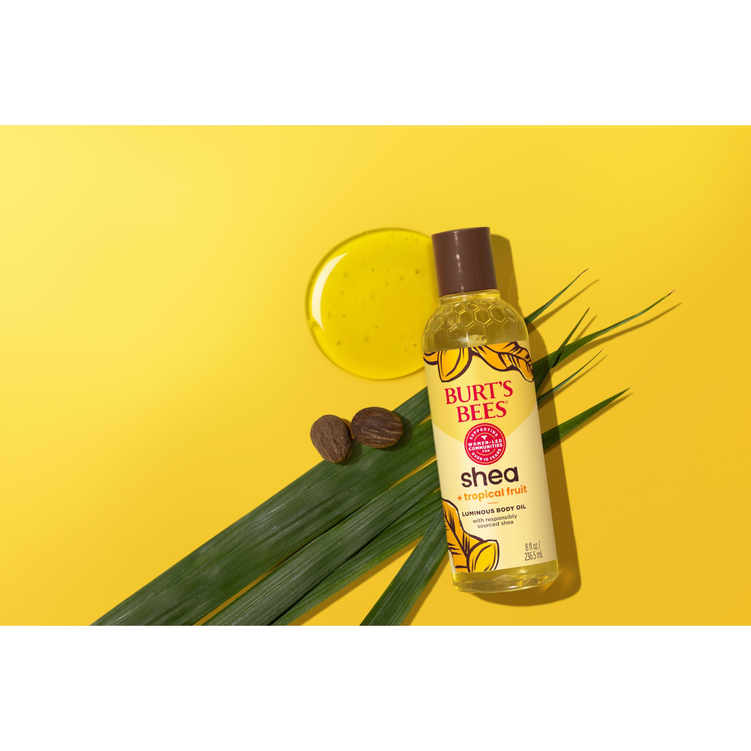 Burt's Bees Shea + Tropical Fruit Luminous Body Oil, Stocking Stuffers with Indulgent Antioxidant & Vitamin Rich Formula, Skincare Christmas Gifts, 8 oz. (Packaging May Vary)