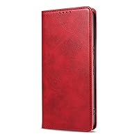 ZIFENGXUAN-Leather Anti Fingerprint Cover for Google Pixel 8 Pro/Pixel 8, Flip Wallet Stand Protective Case Soft Shockproof TPU Inner Shell (8 Pro,Red)