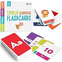merka Toddler Flash Cards Alphabet, Double-Sided Flash Cards for Toddlers 1-4 Years, Set of 64 Letters, Colors, Shapes and Numbers, Learning Toy Educational Preschool Toddler Flashcards