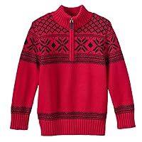 Chaps Quarter-Zip Pullover Sweater Boys 4-8 (4, Red/Black Fair Isle)
