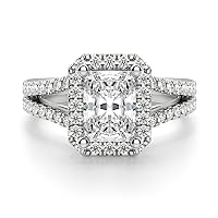 4 CT Radiant Cut Solitaire Moissanite Engagement Ring, VVS1 4 Prong Irene Knife-Edge Silver Wedding Ring, Woman Gift, Promise, Birthday Gift