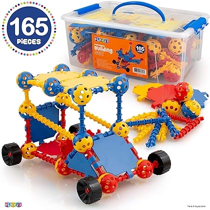 Play22 Building Toys For Kids 165 Set - STEM Educational Construction Toys - Building Blocks For Kids 3+ Best Toy Blocks Gift For Boys and Girls - Great Educational Toys Building Sets - Original