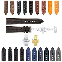 17-24mm Genuine Leather Watch Band Strap Compatible with Rolex Watch Deployment Clasp