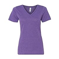 Bella girls Missy's Relaxed Jersey Short-Sleeve V-Neck T-Shirt(6405)-PURPLE TRIBLEND-L