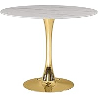 Meridian Furniture Holly Collection Modern | Contemporary Round Faux Marble Top Dining Table, 36