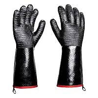 BBQ Grill Gloves 932°F Heat Resistance Barbecue Grilling Gloves Smoker Kitchen Oven Mitts Cooking Gloves for Turkey Fryer/Smoking/Baking/Welding/Frying(14 INCH)