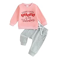 Toddler Baby Boy Girl Valentines Day Outfits Letter Print Sweatshirt Shirt + Jogger Pants Set Infant Spring Clothes