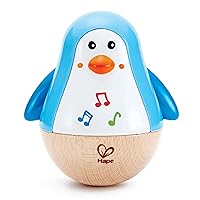 Hape Penguin Musical Wobbler | Colorful Wobbling Melody Penguin, Roly Poly Toy for Kids 6 Months+, Multicolor, 5'' x 2'' (E0331) , Blue