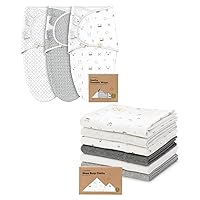 KeaBabies 3-Pack Baby Swaddle Sleep Sacks and 6-Pack Baby Burp Cloths for Baby Boys and Girls - Organic Newborn Swaddle Sack - Large Baby Burp Cloths, Burping Cloths for Babies