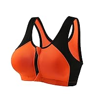 High Impact Sports Bras for Women Front Zip Padded Workout Bra Fitness Full Coverage Athletic Racerback Bras