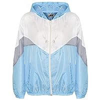 Windbreaker Waterproof Raincoat Jackets Contrast Panels Shower Resistant Lightweight Hooded Coat Girls Boys 5-13
