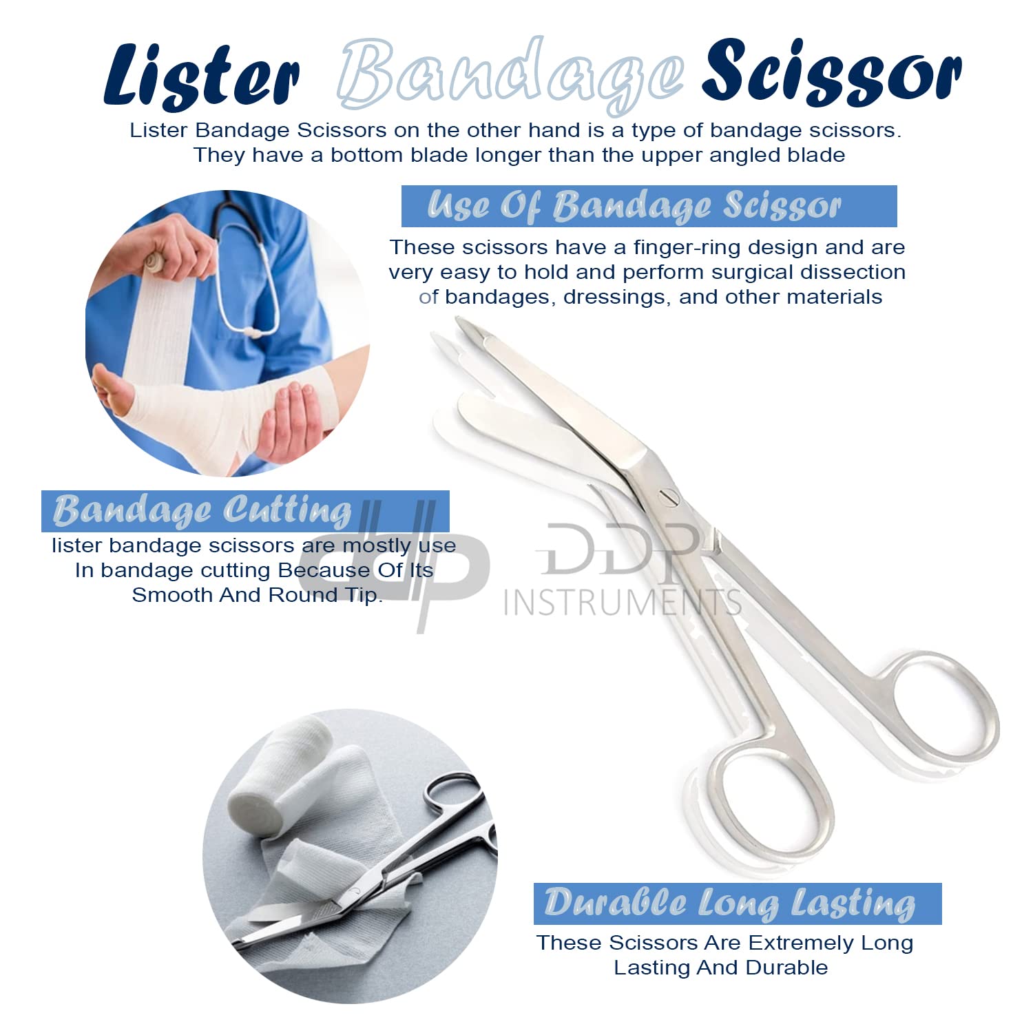 DDP Light Weight Lister Bandage Scissors, 5.5