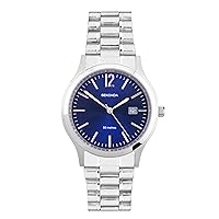 Sekonda Mens 41mm Classic Round Stainless Steel Quartz Watch with Date 50m Water Resistant