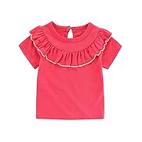 Little Top for Girls T-Shirt Clothes Short Solid Falbala Leisure Girls Tops Watercolor Dance Wear