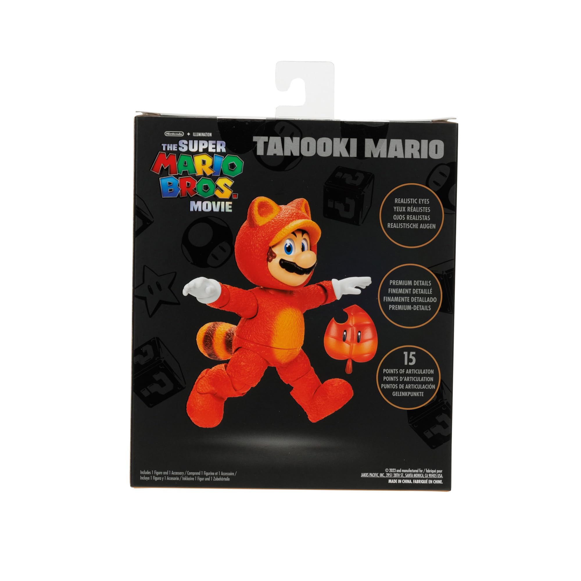 The Super Mario Bros. Movie - 5 Inch Action Figures Series 2 – Tanooki Mario Figure with Leaf Accessory