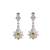 Hiflyer Jewels 925 Sterling Silver Golden Beryl White Topaz Gemstone Drop Dangle Earring 925 Hallmarked Jewelry | Gifts For Women And Girls