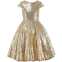 Girls First Communion Dresses Scoop Gold Sequined Wedding Flower Girls Pageant Dresses