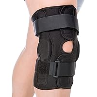 BraceAbility Torn Meniscus ROM Knee Brace - Hinged Post Surgery Support with Flexion Extension Control for Hyperextension and Locking Treatment, Ligament PCL or ACL Tears, Osteoarthritis Relief (L)