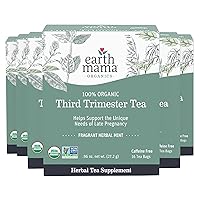 Earth Mama Organic Third Trimester Tea Bags | 100% USDA Organic Herbal Tea for Late Pregnancy Comfort + Childbirth Preparation, 16 Teabags Per Box (6-Pack)