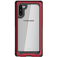 Ghostek Atomic Slim Galaxy Note 10 Clear Case with Super Space Metal Bumper Design Military Grade Aluminum Heavy Duty Protection Wireless Charging Compatible 2019 Galaxy Note10 5G (6.3 Inch) - (Red)