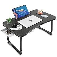 Lap Laptop Desk, Portable Foldable Laptop Bed Table with Storage Drawer and Cup Holder, Laptop Lap Desk Laptop Bed Stand Tray Table Serving Tray for Eating, Reading and Working