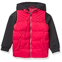 Perry Ellis Boys' 2fer Puffer Vest Hooded Neoprene Jacket