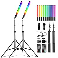 2 Pack RGB LED Video Light Wand Stick, Photography Studio Lighting Kits with Tripod & Remote Control, Dimmable Photography Light Wand 36 Colors 3000K-6000K