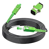 100 Meters Outdoor Armored SC/APC to SC/APC Fiber Optic Internet Cable, Low Friction Single Mode Patch Cable, Fiber Optic Jumper Optical Patch Cord, SIMPLEX, 9/125um, OS1/OS2 Compatible, LSZH Black