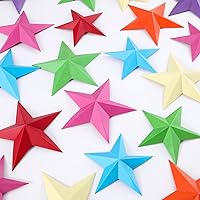 28pcs Colorful 3D Paper Star Wall Decor Rainbow Paper Star Cutouts Removable Art Crafts Star Wall Decals for Nursery, Bedroom or Living Room Decor