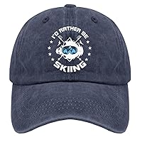 I'd Rather Be Skiing Caps Hunting Hat Navy Blue Gifts for Boyfriends Workout Hat