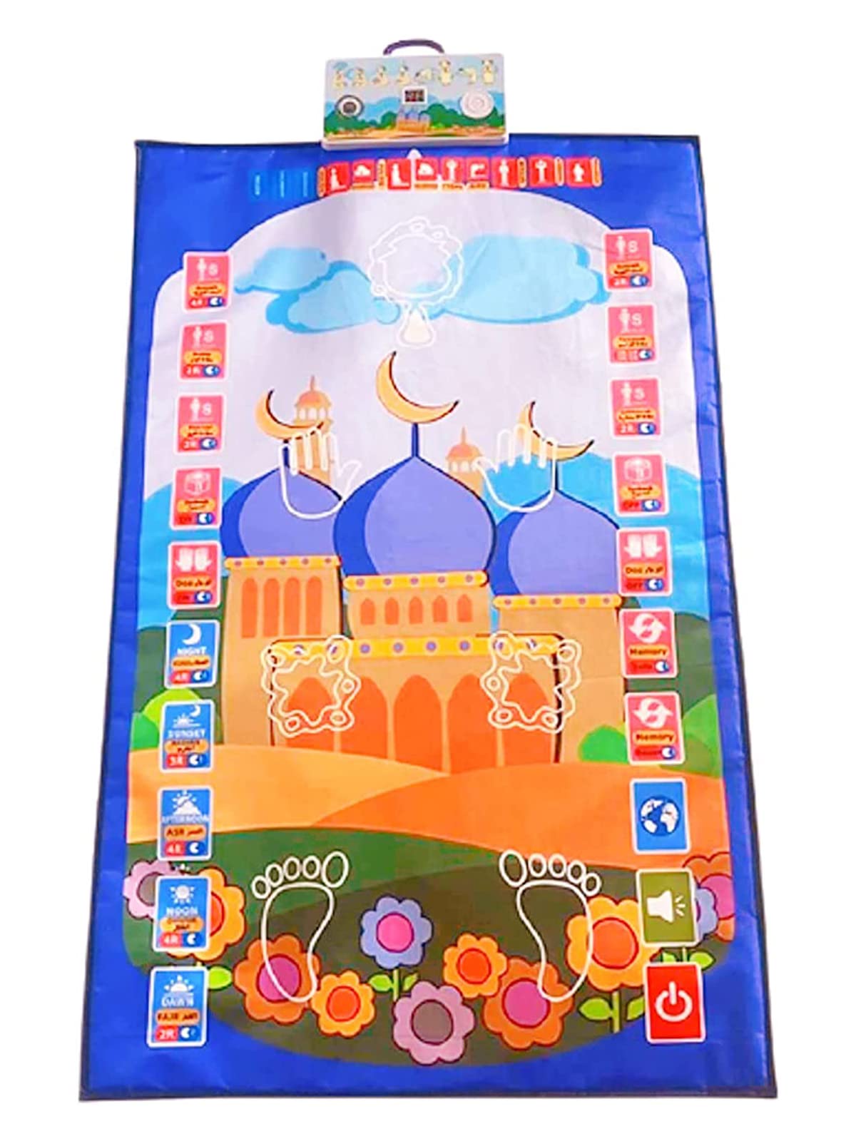 OnundOn Smart Kids Prayer Mat Muslim Prayer Rug Electronic Islamic Prayer Mat with Worship Step Guide for Kids Toddlers and Kids 43.3x27.6 in