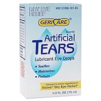 GeriCare Artificial Lubricating Tears, Dry Eyes Redness Relief Drops - Long Lasting Eye Drops Formula, 0.5 fl oz Bottle (15ml) (Pack of 1)