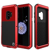 Galaxy S9 Plus Metal Case, Heavy Duty Military Grade Armor Cover [Shock Proof] Hybrid Full Body Hard Aluminum & TPU Design [Non Slip] W/Prime Drop Protection for Samsung Galaxy S9+ [Red]