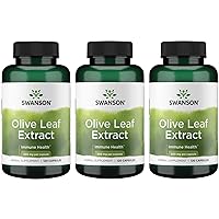 Swanson Olive Leaf Extract Capsules with 20% Oleuropein - Provides Immune Support, Promotes Cardiovascular System Health, and Supports Healthy Blood Pressure - (120 Capsules, 500mg Each) 3 Bottles