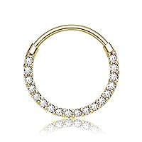 Premium Body Jewelry - Titanium Segment Ring with Front Crystals and Thin Segment
