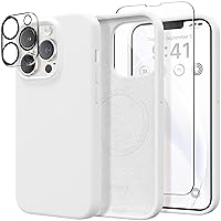 GONEZ Magnetic Silicone for iPhone 13 Pro Max Case, [Compatible with Magsafe] [2X Screen Protector + 2X Camera Lens Protector], Slim Shockproof Protective Microfiber Lining Phone Cover 6.7