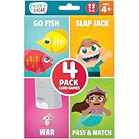 Chuckle & Roar - Classic Card Games 4pk - Ages 4 and up - Family Game Night - Go Fish, Slapjack, War, Pass and Match