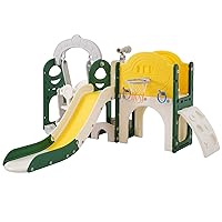 8-in-1 Toddler Slide and Swing Set: Ultimate Playground Adventure with Basketball Hoop - Indoor & Outdoor Fun