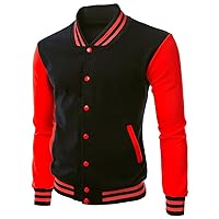 Men's Stylish Color Contrast Long Sleeves Varsity Jacket