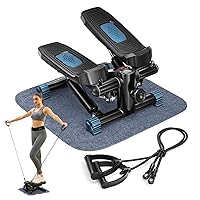 Steppers for Exercise at Home, Mini Stair Stepper with Resistance Bands with Quiet Design, Portable Fitness Stepper Equipment Machine for Full Body Workout, 330 lbs Loading Capacity