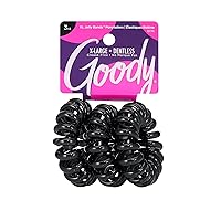Goody Dentless Jelly Bands Elastic Thick Hair Coils, Black - Medium Hair to Thick Hair - Hair Accessories for Women and Girls, 3 Count (Pack of 1)