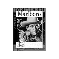 Art Poster Marlboro Western Cowboy Poster Canvas Black And White Retro Bar Wall Abstract Art Men's G Canvas Painting Wall Art Poster for Bedroom Living Room Decor 12x16inch(30x40cm) Unframe-style