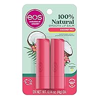 eos 100% Natural Lip Balm- Coconut Milk, All-Day Moisture, Made for Sensitive Skin, Lip Care Products, 0.14 oz, 2-Pack