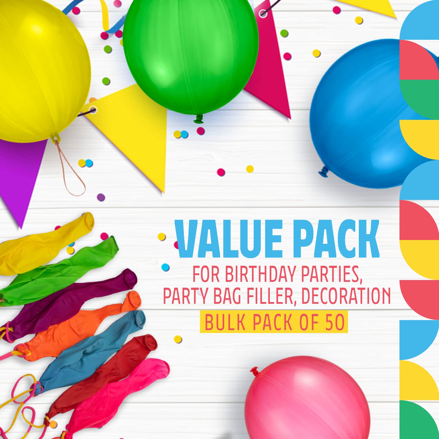 50 Pack Punch Balloons | Mega Bulk Pack of Neon Assorted Color Punch Balloons that Measure 18 Inches.