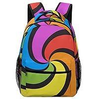 Rainbow Swirl Travel Laptop Backpack Casual Daypack with Mesh Side Pockets for Book Shopping Work