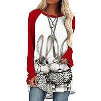 EFOFEI Womens Easter Bunny Oversized Sweatshirt Casual Loose Fit Cute Rabbit Tops Oversized Long Sleeve Shirt