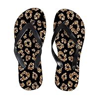 Vantaso Slim Flip Flops for Women Gold Leopard Print Yoga Mat Thong Sandals Casual Slippers
