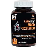 CLINICAL DAILY Blood Circulation Supplement. Herbal Varicose Vein Treatment, Spider Veins. High Blood Pressure, Cholesterol Support - Horse Chestnut Extract, L Arginine, Diosmin, Cayenne. 180 Capsules